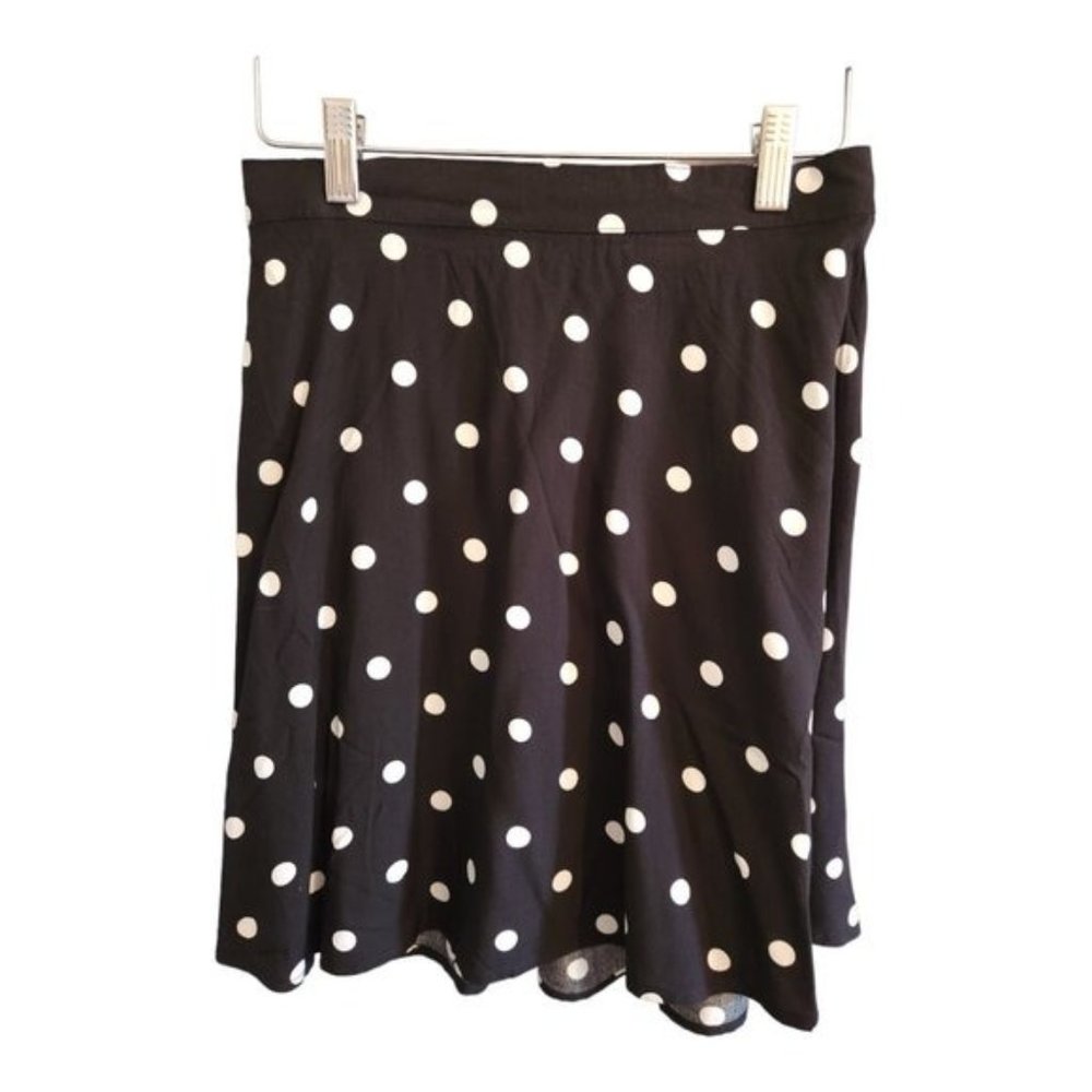 NEW Women's Old Navy Black & White Polka Dot A-Line Midi Skirt Size Small NWT